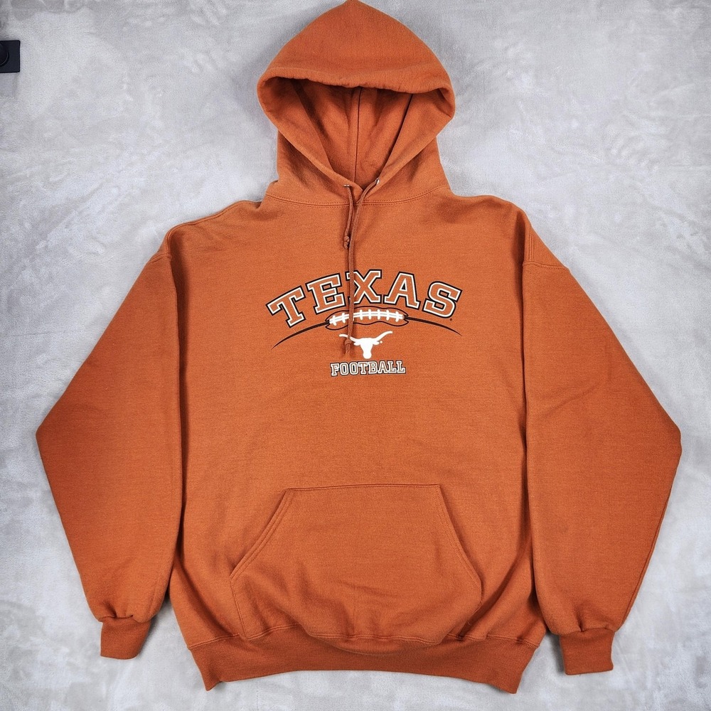 Texas Longhorns Hoodie Sweatshirt Mens XL Orange NCAA Football Pullover Fleece